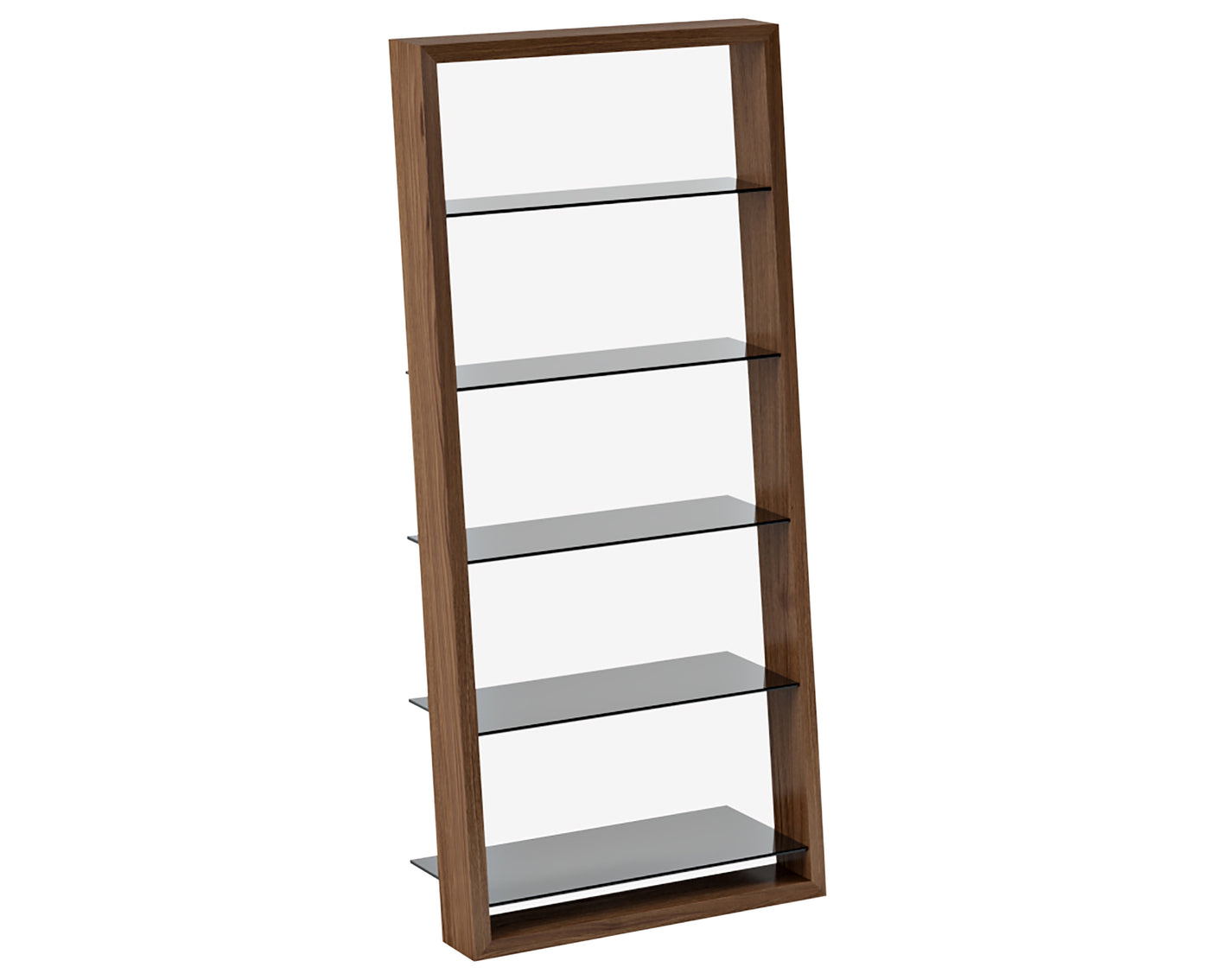 Natural Walnut Veneer & Grey Polished Glass | BDI Eileen Bookcase | Valley Ridge Furniture
