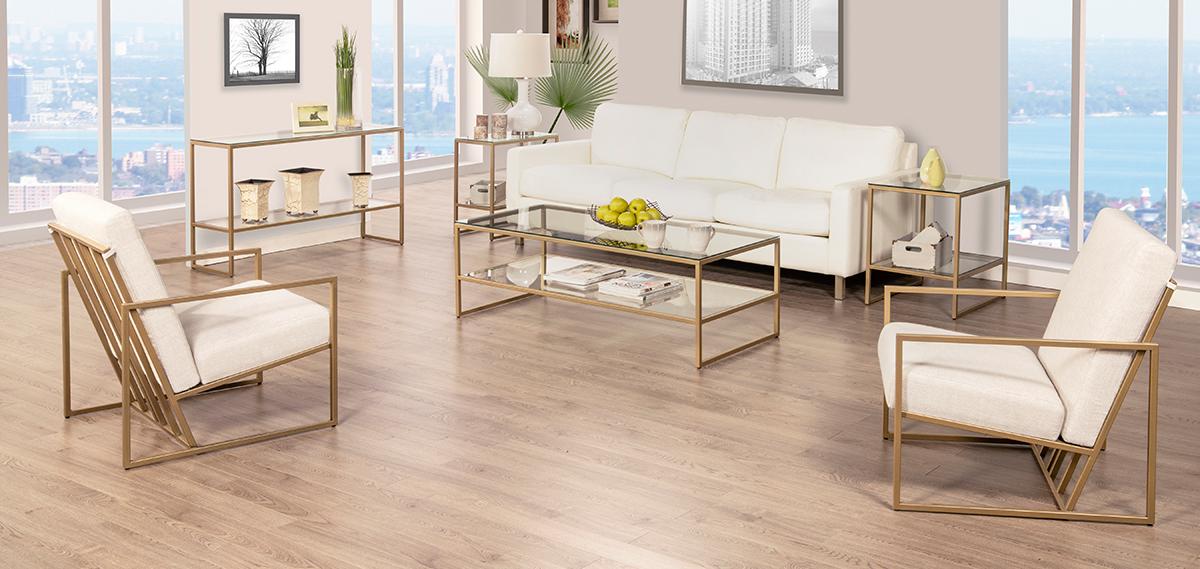 Sunrise Metal Gold with Clear Glass | Handstone Electra End Table | Valley Ridge Furniture