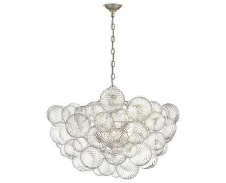 Burnished Silver Leaf & Clear Swirled Glass | Talia Large Chandelier | Valley Ridge Furniture