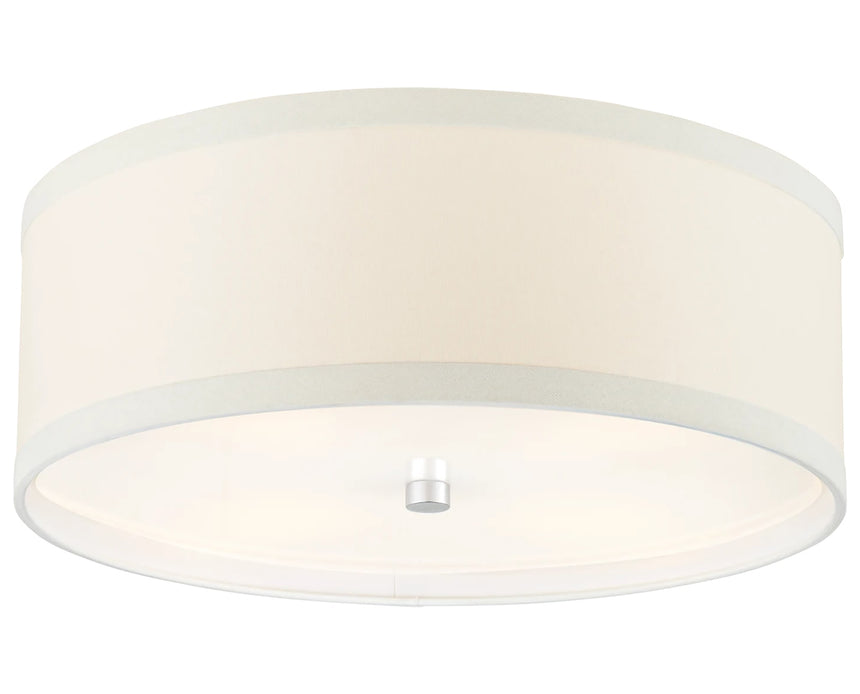 Burnished Silver Leaf and Cream Linen | Walker Medium Flush Mount | Valley Ridge Furniture