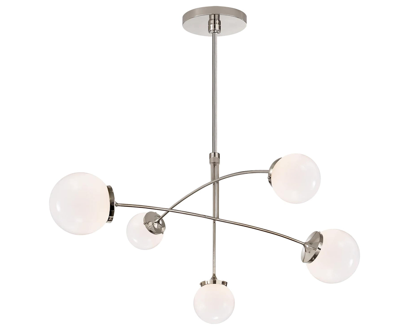 Polished Nickel and White Glass | Prescott Medium Mobile Chandelier | Valley Ridge Furniture