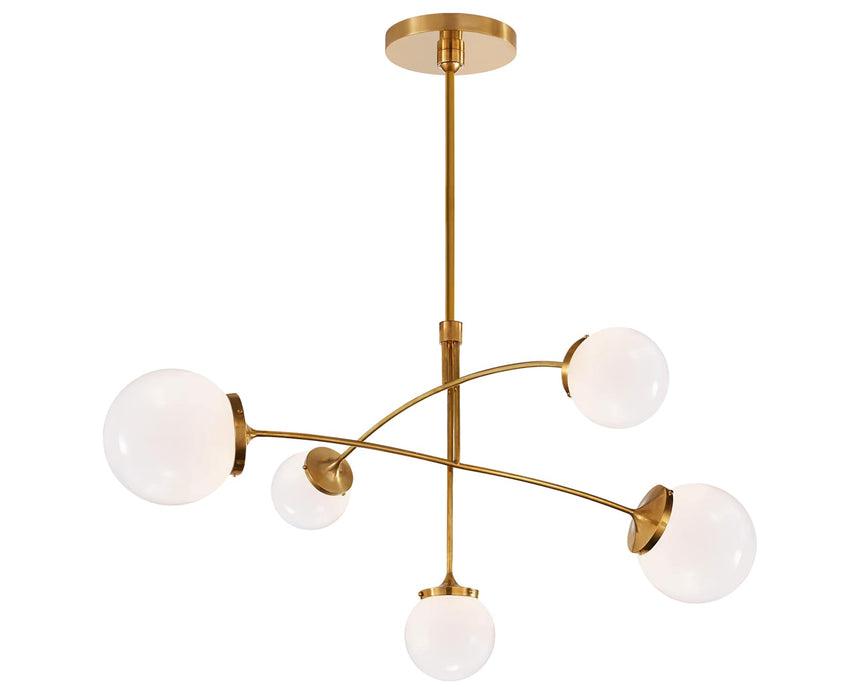 Soft Brass and White Glass | Prescott Medium Mobile Chandelier | Valley Ridge Furniture