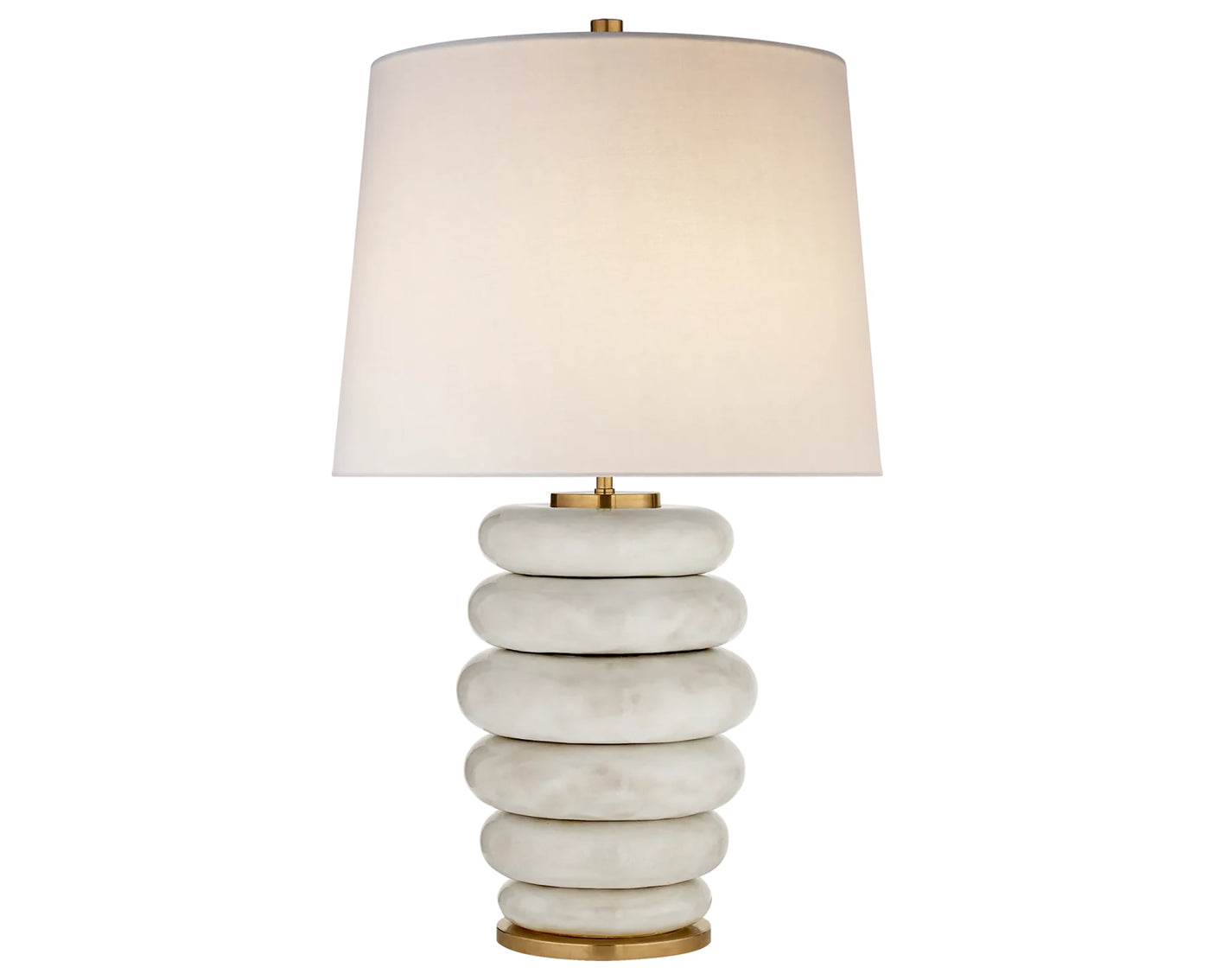 Antiqued White Ceramic & Linen | Phoebe Stacked Table Lamp | Valley Ridge Furniture