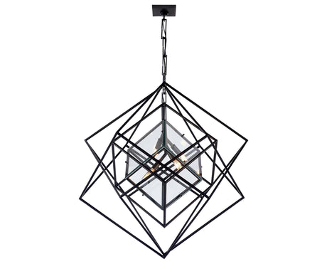 Aged Iron & Clear Glass | Cubist Medium Chandelier | Valley Ridge Furniture