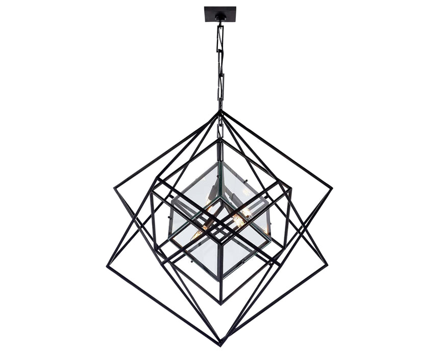 Aged Iron & Clear Glass | Cubist Medium Chandelier | Valley Ridge Furniture
