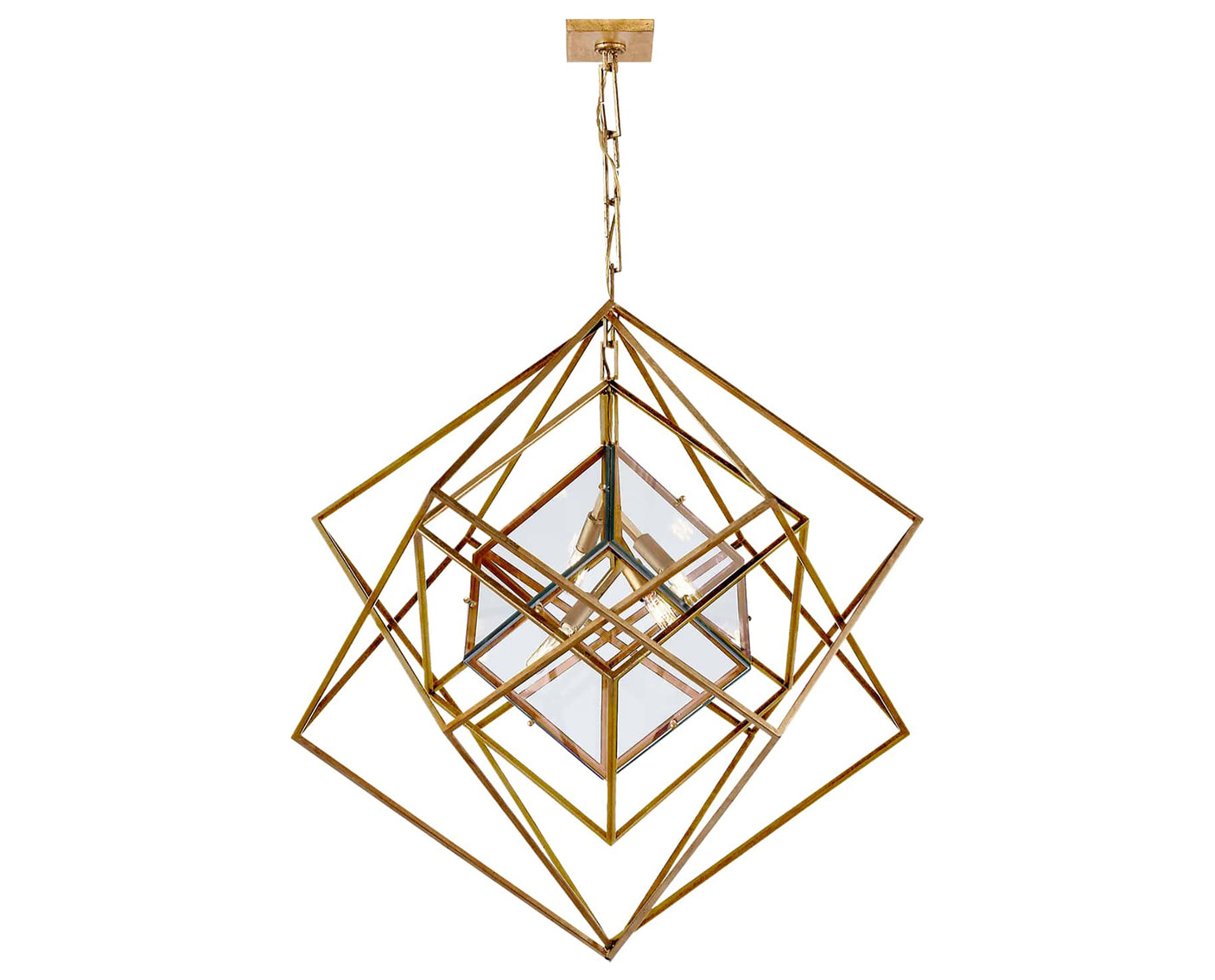 Gild & Clear Glass | Cubist Medium Chandelier | Valley Ridge Furniture