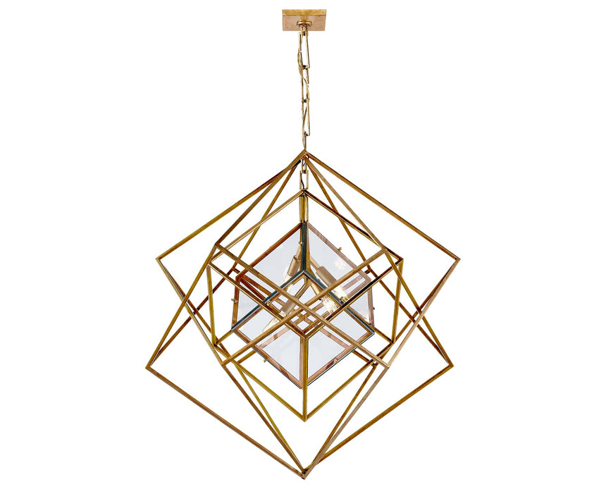 Gild & Clear Glass | Cubist Medium Chandelier | Valley Ridge Furniture