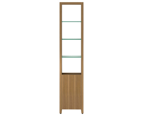 Natural Walnut Veneer & Polished Tempered Glass | BDI Linea Narrow Shelf | Valley Ridge Furniture
