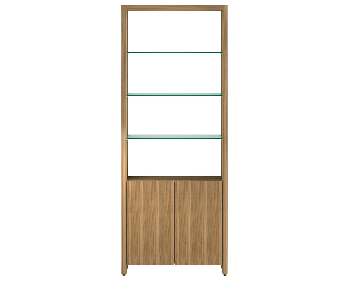 Natural Walnut Veneer & Polished Tempered Glass | BDI Linea 33" Shelf | Valley Ridge Furniture