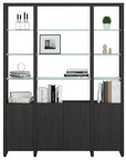 Charcoal Ash Veneer & Polished Tempered Glass | BDI Linea 66" Shelf | Valley Ridge Furniture