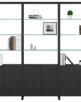 Charcoal Ash Veneer & Polished Tempered Glass | BDI Linea 96" Shelf | Valley Ridge Furniture