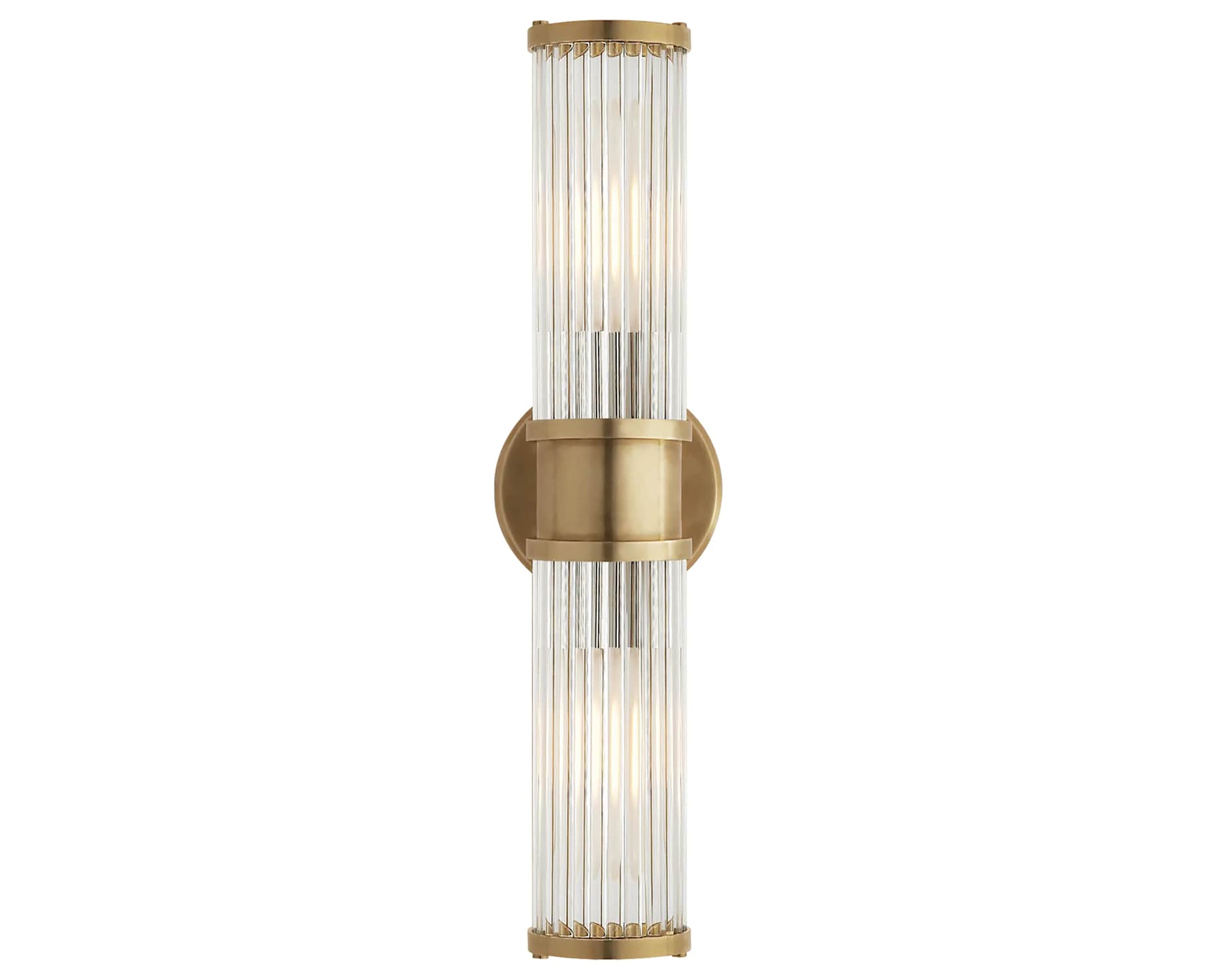 Natural Brass &amp; Clear Glass | Allen Double Light Sconce | Valley Ridge Furniture