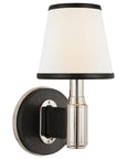 Polished Nickel and Chocolate Leather & Linen with Leather Trim | Riley Single Sconce | Valley Ridge Furniture