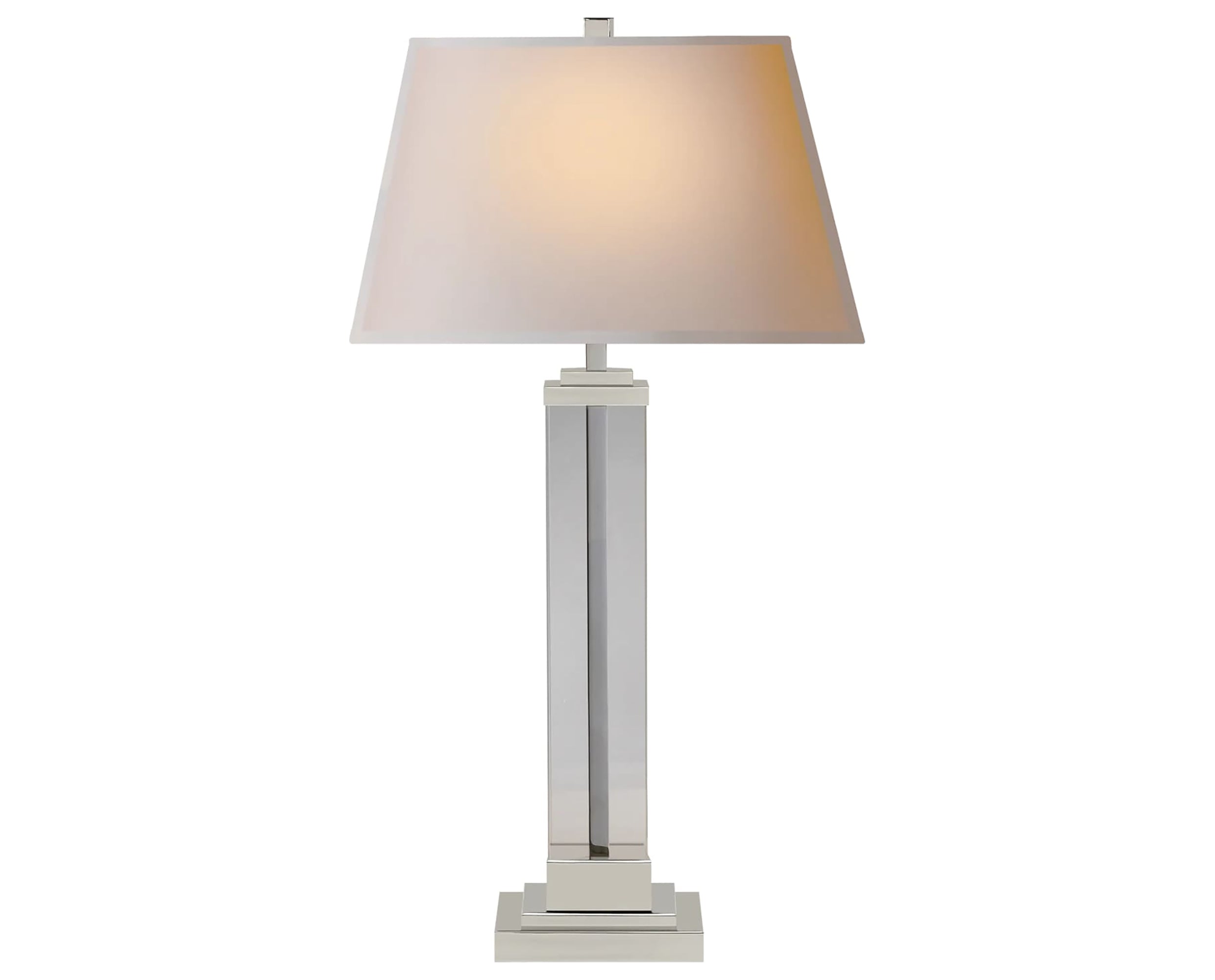 Polished Nickel and Glass &amp; Natural Paper | Wright Table Lamp | Valley Ridge Furniture