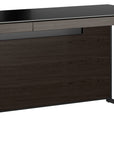 Charcoal Ash Veneer and Black Satin-Etched Glass with Black Steel | BDI Sequel Compact Desk | Valley Ridge Furniture