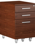 Chocolate Walnut Veneer & Black Steel/Satin Nickel Steel | BDI Sequel Mobile File Cabinet | Valley Ridge Furniture