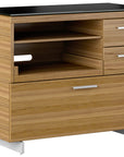 Natural Walnut Veneer and Black Satin-Etched Glass with Satin Nickel Steel | BDI Sequel Multi Function Cabinet | Valley Ridge Furniture