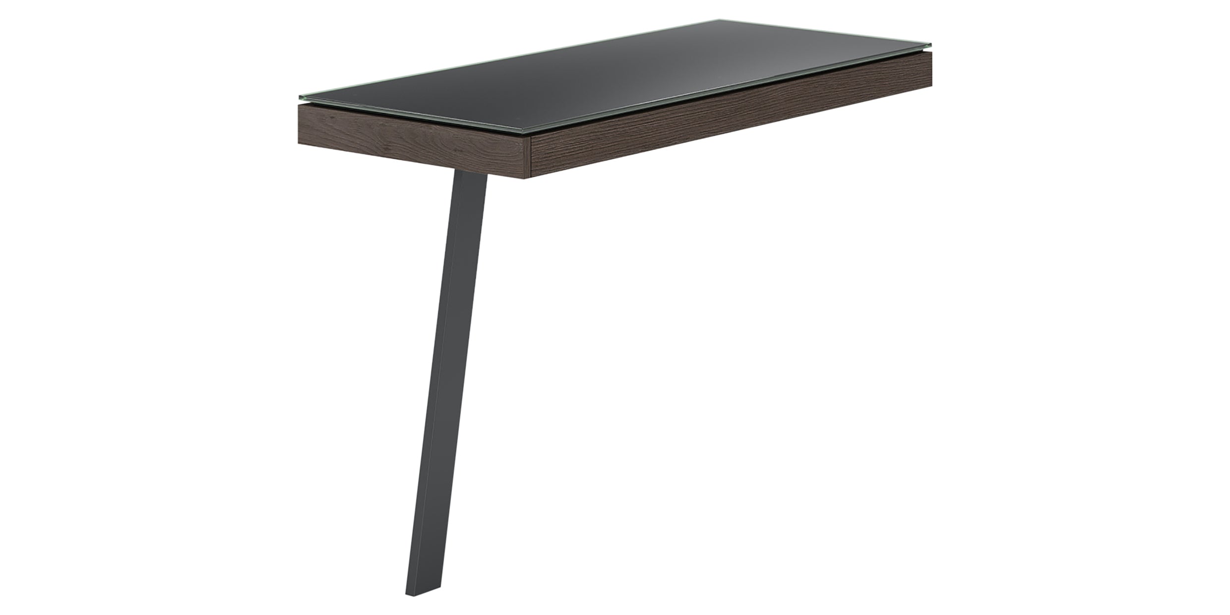Sepia Laminate &amp; Black Satin-Etched Glass with Black Steel | BDI Sigma Desk Return | Valley Ridge Furniture