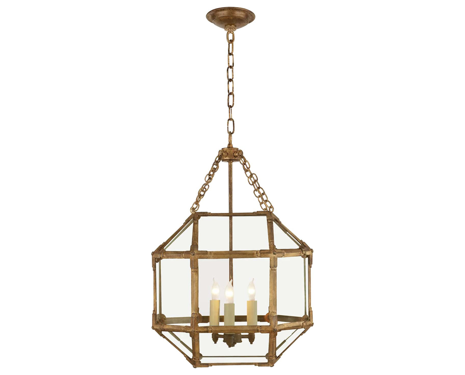 Gilded Iron and Clear Glass | Morris Small Lantern | Valley Ridge Furniture