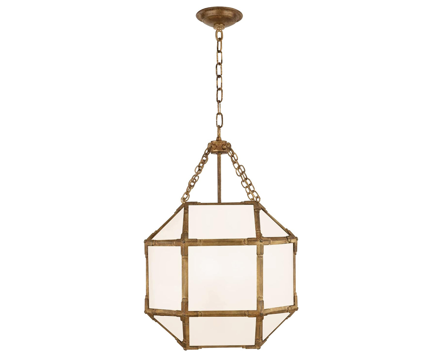 Gilded Iron and White Glass | Morris Small Lantern | Valley Ridge Furniture