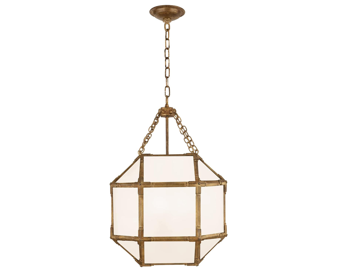 Gilded Iron and White Glass | Morris Medium Lantern | Valley Ridge Furniture