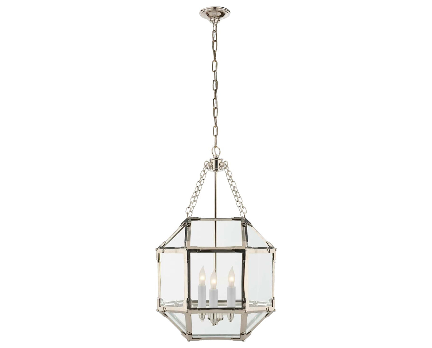 Polished Nickel and Clear Glass | Morris Small Lantern | Valley Ridge Furniture