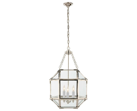 Polished Nickel and Clear Glass | Morris Medium Lantern | Valley Ridge Furniture