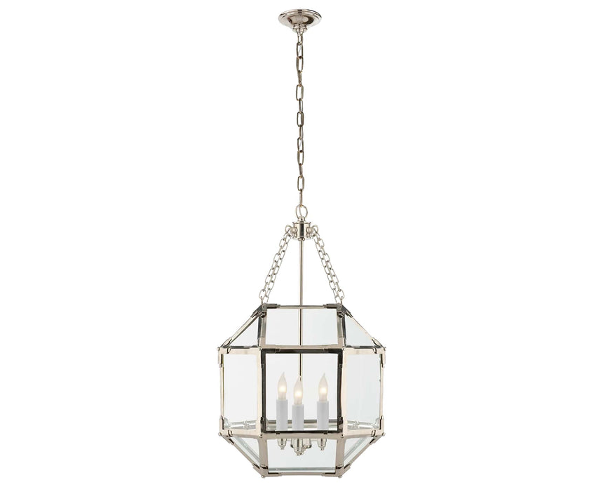 Polished Nickel and Clear Glass | Morris Medium Lantern | Valley Ridge Furniture