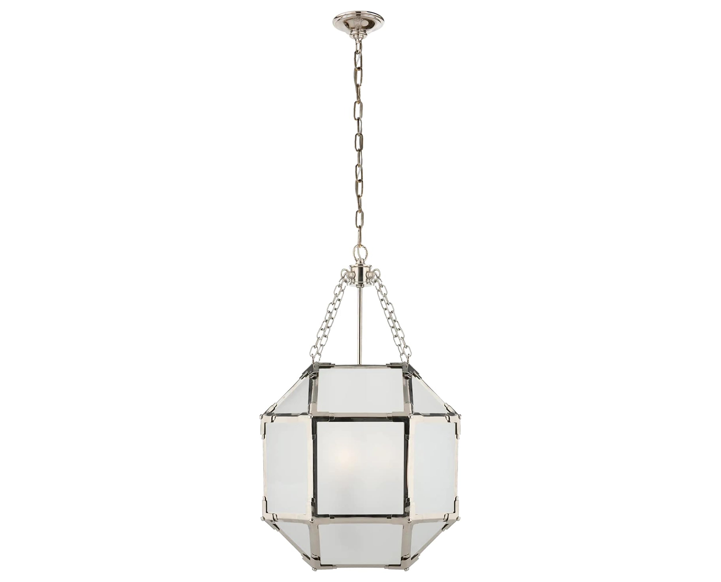 Polished Nickel and Frosted Glass | Morris Medium Lantern | Valley Ridge Furniture