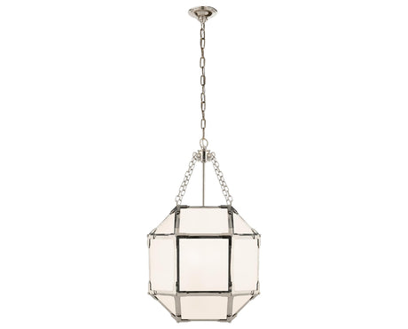 Polished Nickel and White Glass | Morris Medium Lantern | Valley Ridge Furniture
