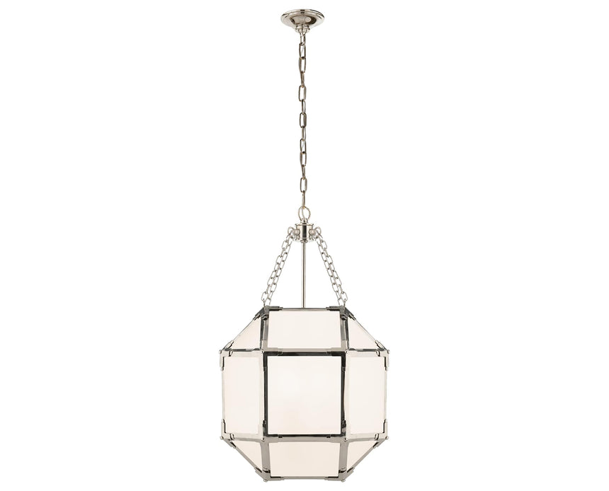 Polished Nickel and White Glass | Morris Medium Lantern | Valley Ridge Furniture