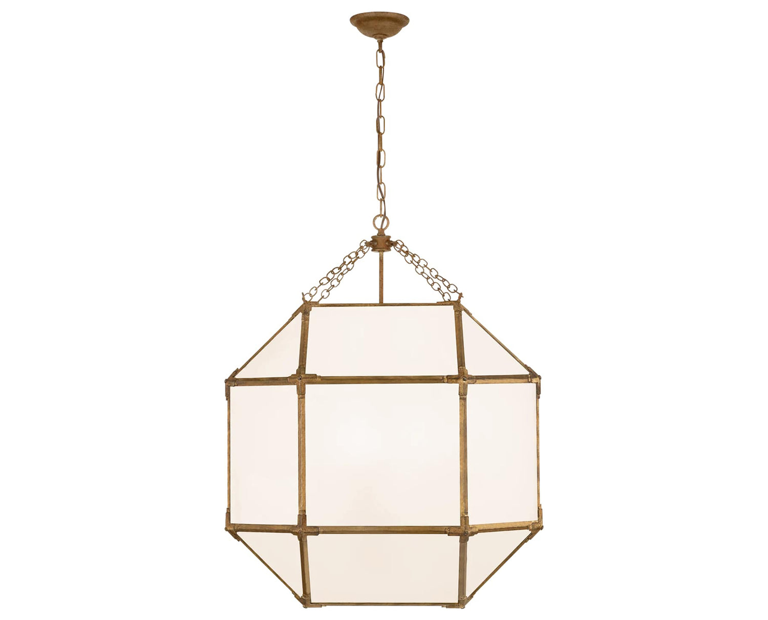 Gilded Iron and White Glass | Morris Large Lantern | Valley Ridge Furniture