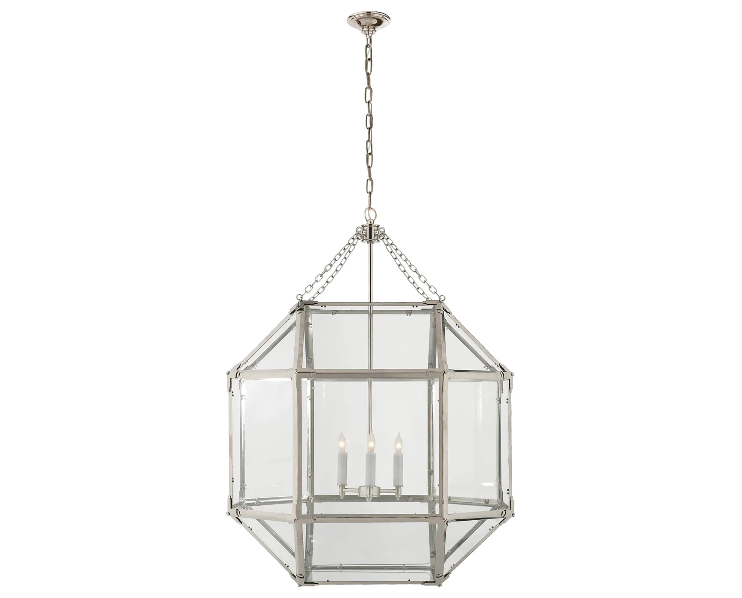 Polished Nickel and Clear Glass | Morris Large Lantern | Valley Ridge Furniture