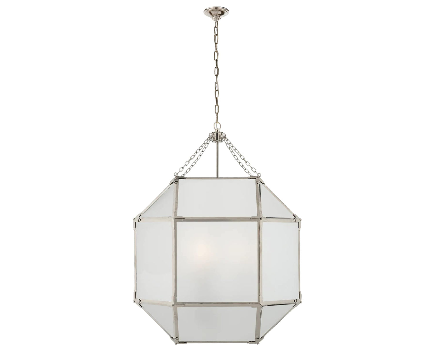 Polished Nickel and Frosted Glass | Morris Large Lantern | Valley Ridge Furniture