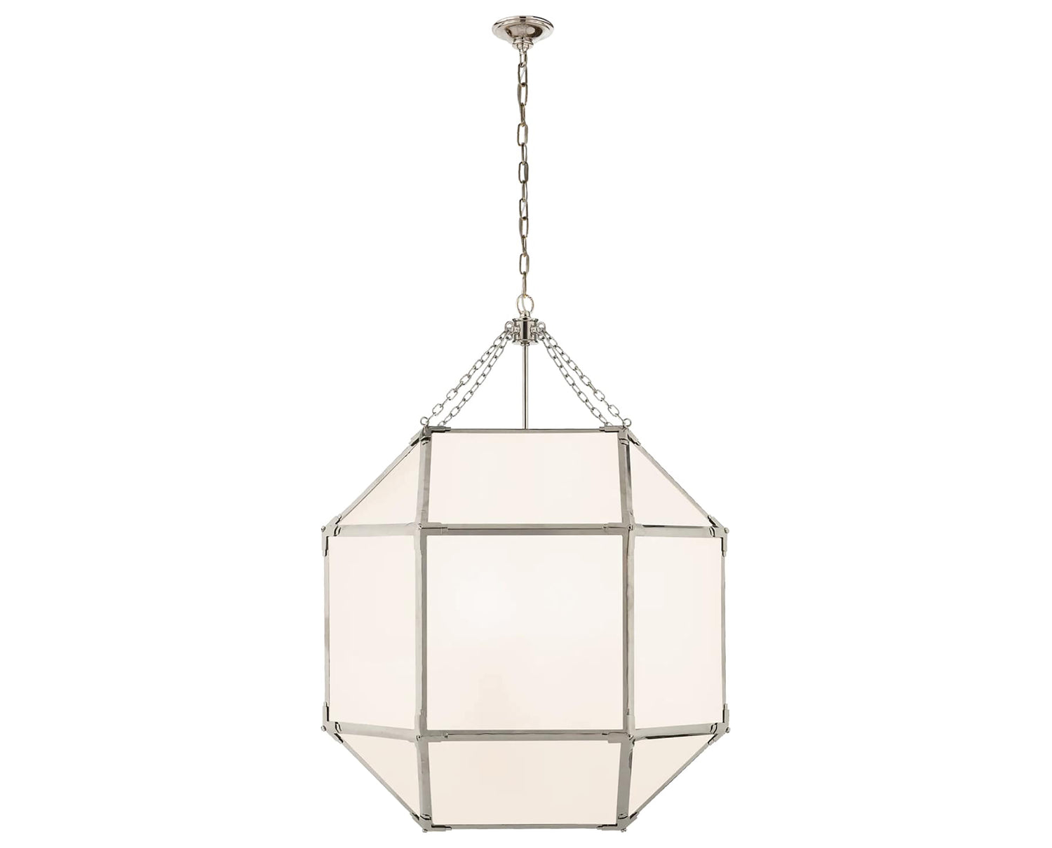 Polished Nickel and White Glass | Morris Large Lantern | Valley Ridge Furniture