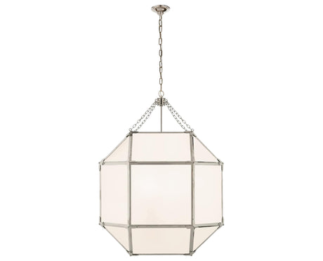 Polished Nickel and White Glass | Morris Large Lantern | Valley Ridge Furniture