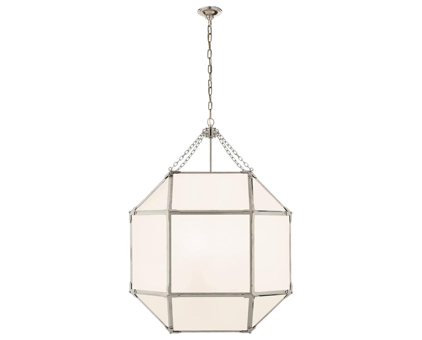 Polished Nickel and White Glass | Morris Large Lantern | Valley Ridge Furniture