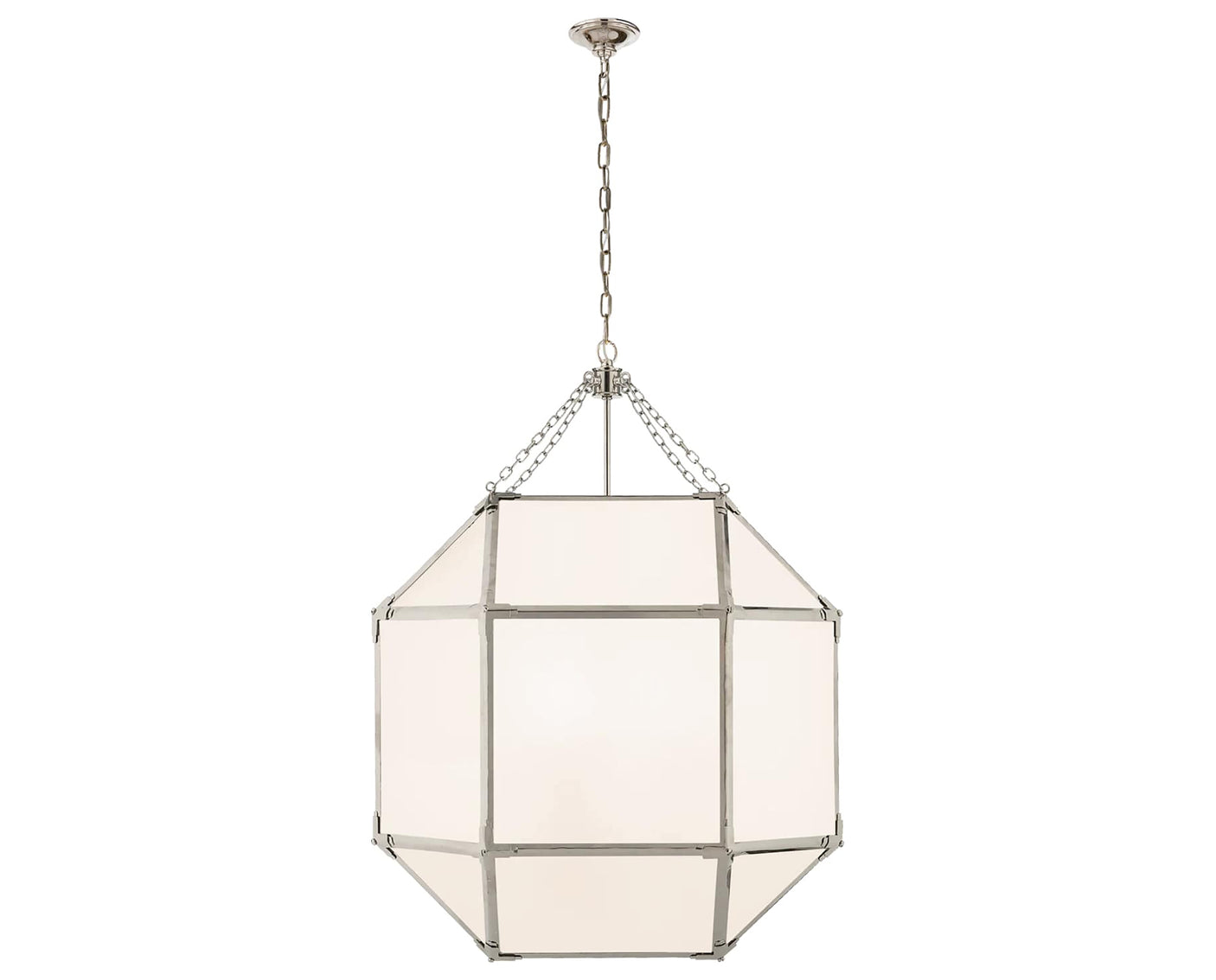 Polished Nickel and White Glass | Morris Large Lantern | Valley Ridge Furniture