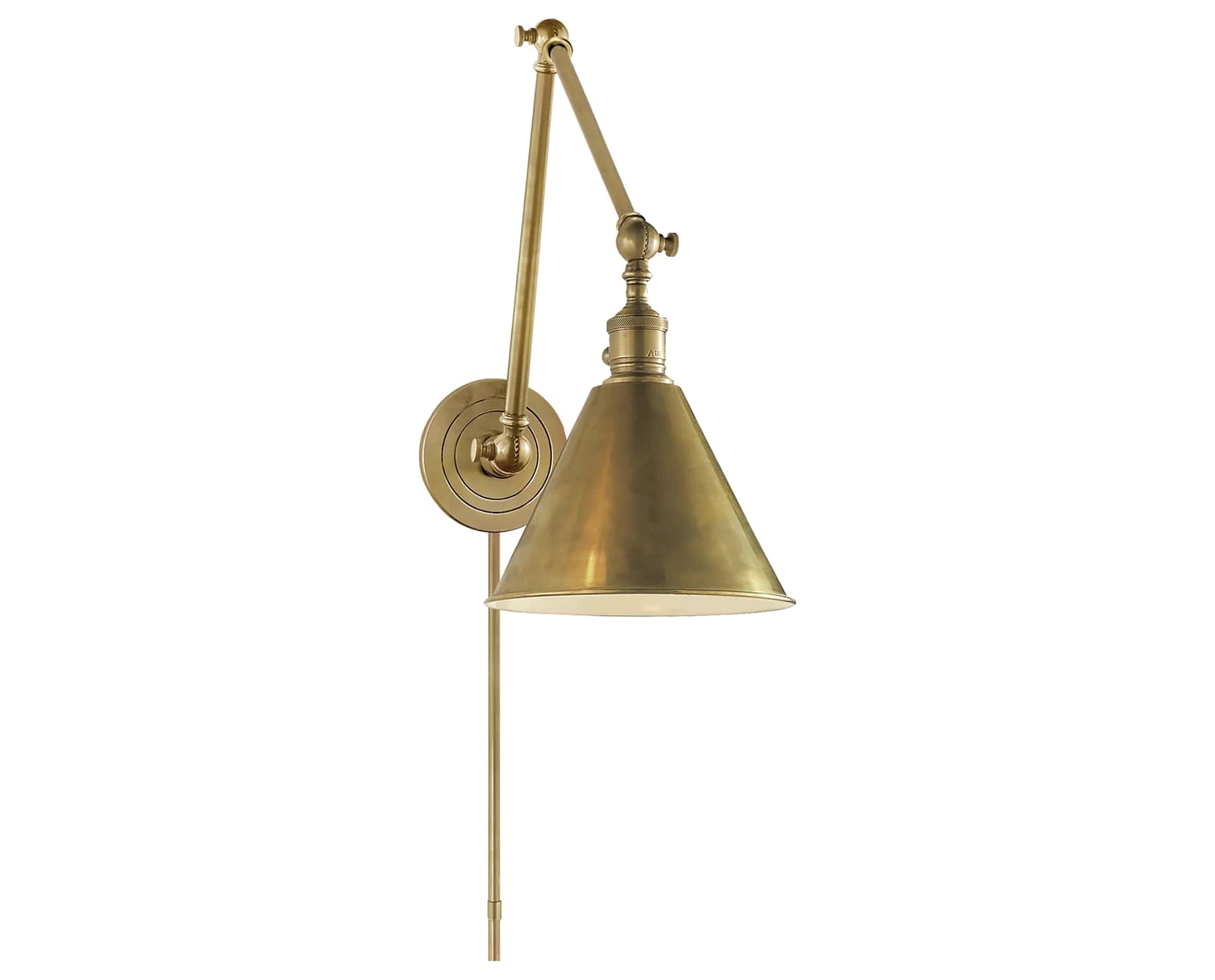 Hand-Rubbed Antique Brass | Boston Functional Double Arm Library Light | Valley Ridge Furniture