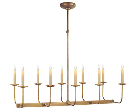 Hand-Rubbed Antique Brass and CHS104NP Shades Sold Separately | Linear Branched Chandelier | Valley Ridge Furniture