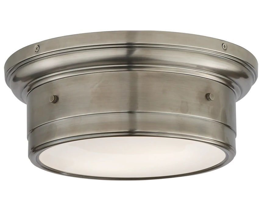 Antique Nickel & White Glass | Siena Small Flush Mount | Valley Ridge Furniture