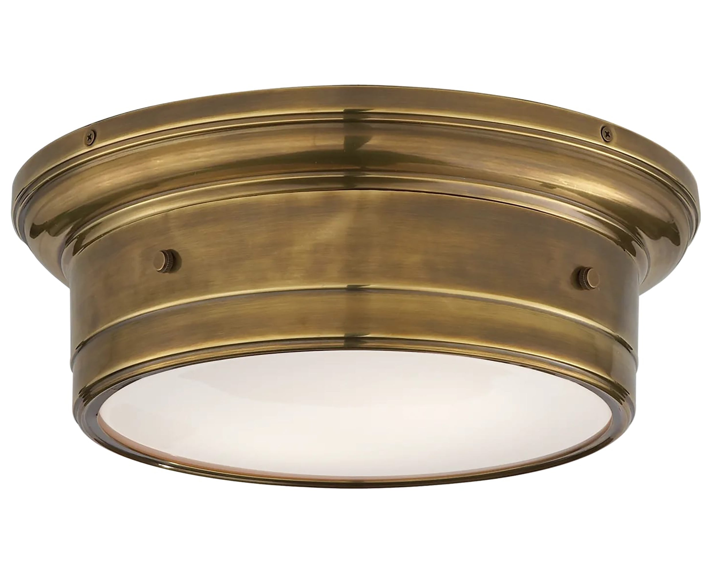 Hand-Rubbed Antique Brass &amp; White Glass | Siena Small Flush Mount | Valley Ridge Furniture