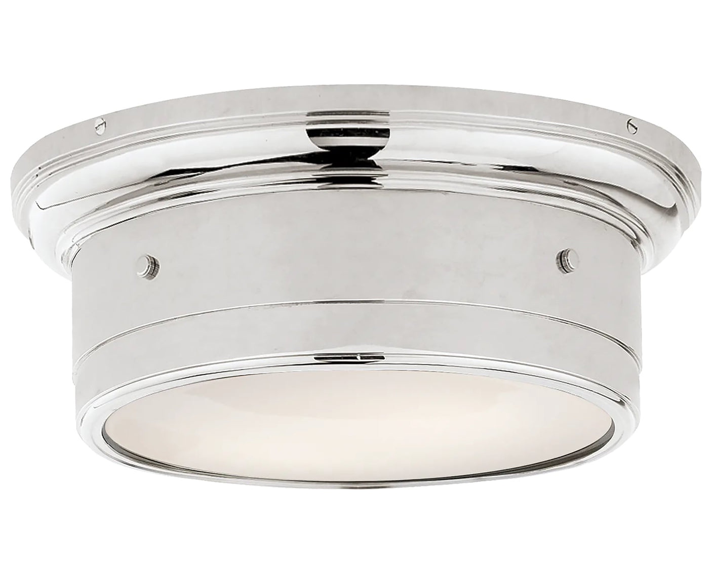 Polished Nickel & White Glass | Siena Small Flush Mount | Valley Ridge Furniture
