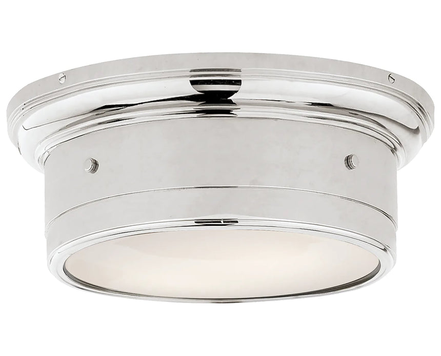 Polished Nickel & White Glass | Siena Small Flush Mount | Valley Ridge Furniture