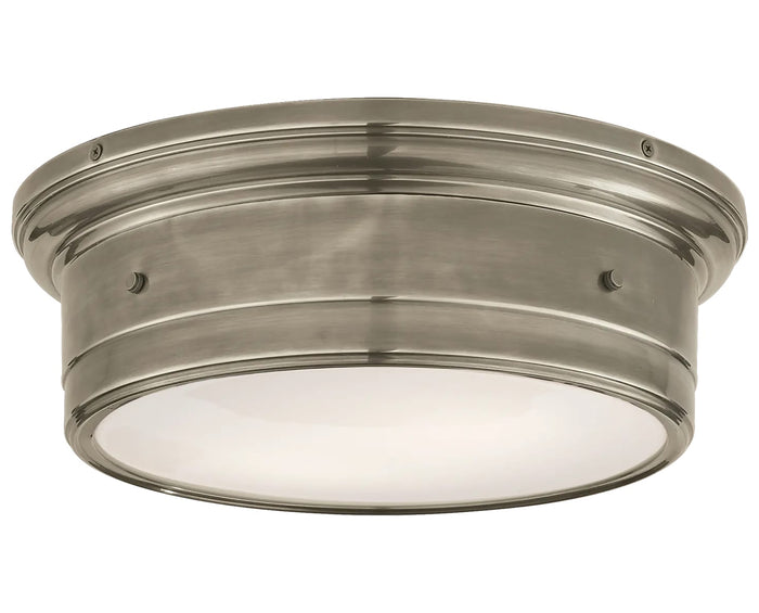 Antique Nickel & White Glass | Siena Large Flush Mount | Valley Ridge Furniture