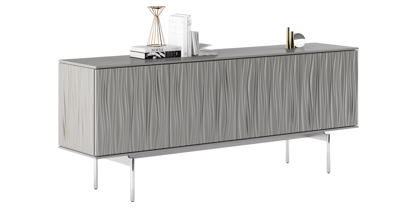 Fog Grey Wood & Polished Chrome | BDI Tanami Modern Credenza | Valley Ridge Furniture