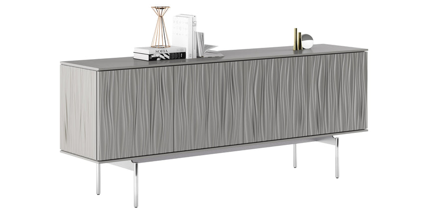 Fog Grey Wood & Polished Chrome | BDI Tanami Modern Credenza | Valley Ridge Furniture