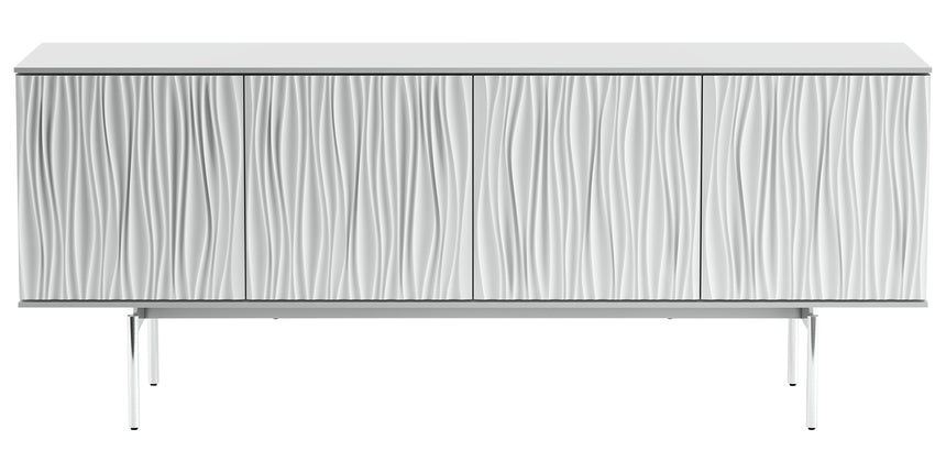 Satin White Wood & Polished Chrome | BDI Tanami Modern Credenza | Valley Ridge Furniture