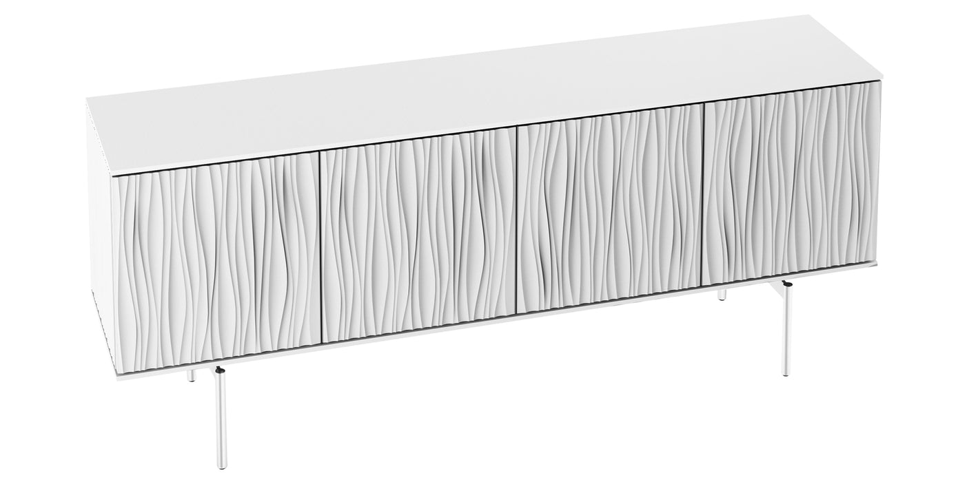 Satin White Wood & Polished Chrome | BDI Tanami Modern Credenza | Valley Ridge Furniture