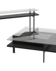 Charcoal Ash Veneer & Polished Tempered Glass with Black Steel | BDI Terrace Slim Console Table | Valley Ridge Furniture